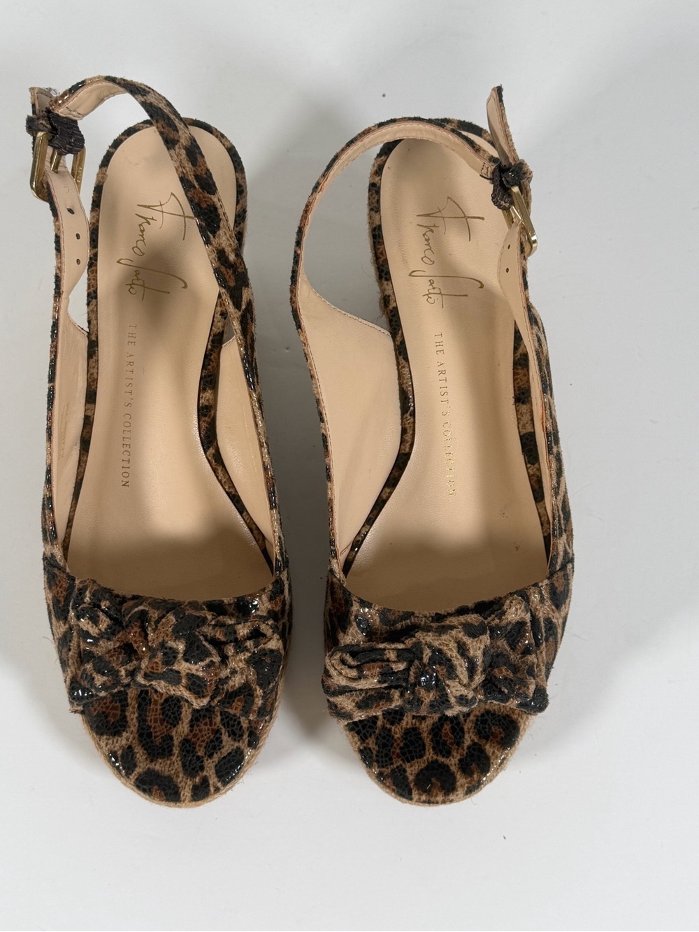 Franco Sarto A-Camino Leopard Espadrille Wedge Heels Women’s Size 7 Ankle Strap - Picture 2 of 13